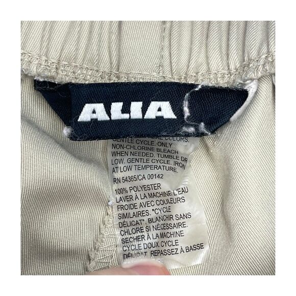 Alia Cropped Pants Women's 14 Beige Elastic Waist High-Rise Straight Leg Pull-On - Picture 2 of 7